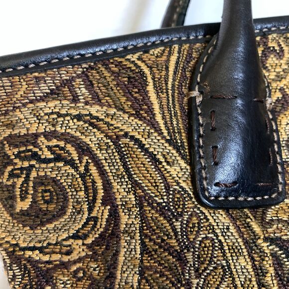 Vintage Fossil Forever Paisley Tapestry Purse Leather Accents Boho Y2K - Picture 5 of 16